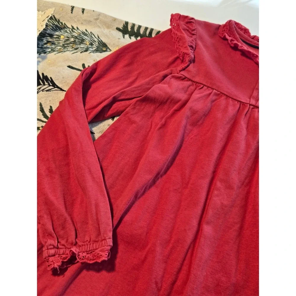Mini Boden Girls‎ Red Long Sleeve Ruffle Lace Trim Dress Size 8-9 Years 134cm